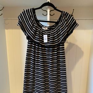 New with tag LOFT black and white striped dress